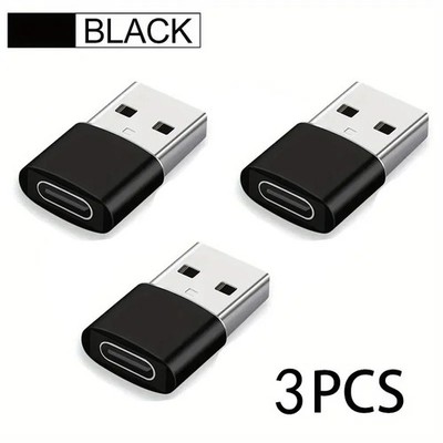 3x USB C to USB Adapter Fast Charging Converter Plug for iPhone Android Phone