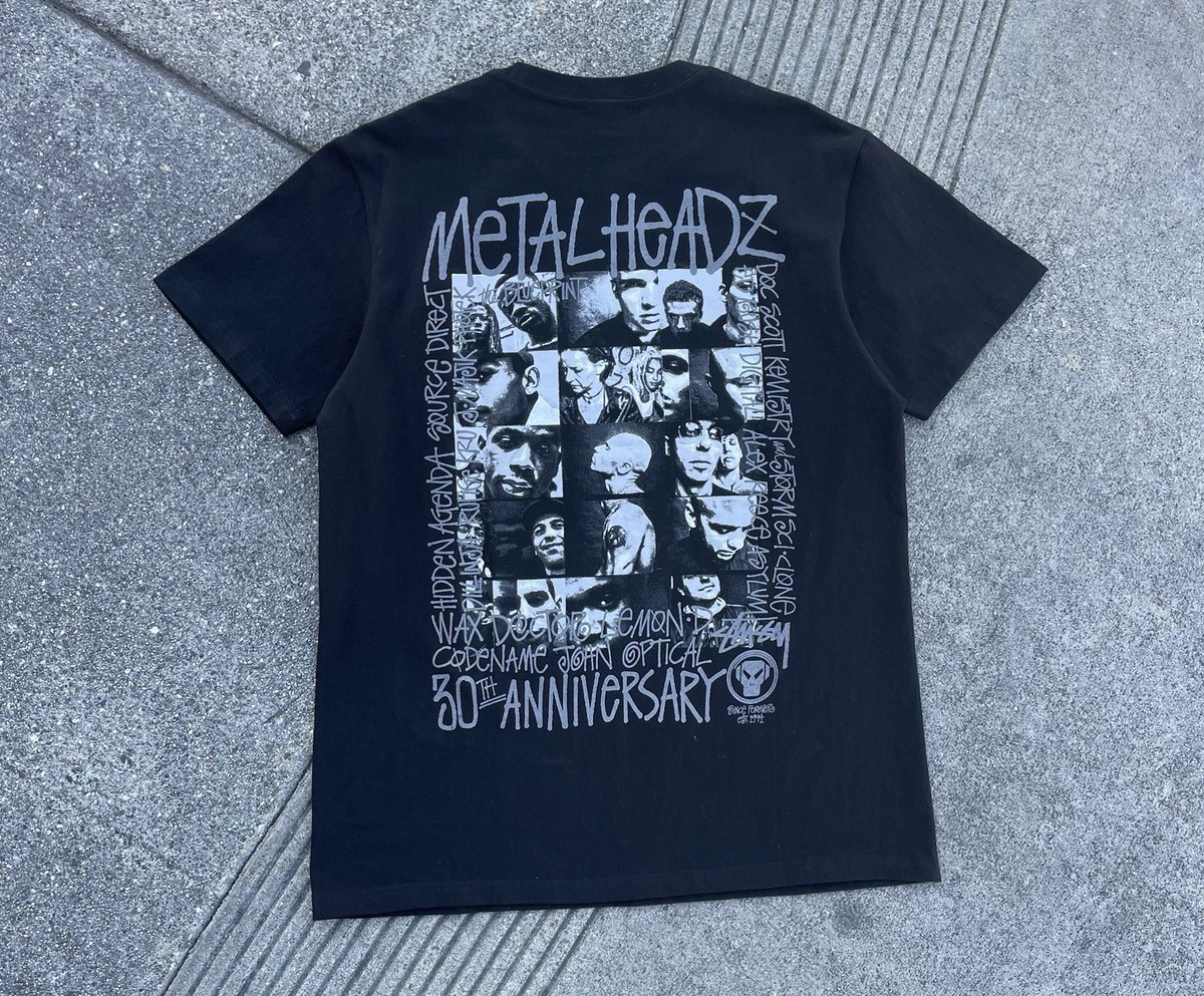 New Stussy Metal Heads Goldie 30th Anniversary Tee Shirt Mens