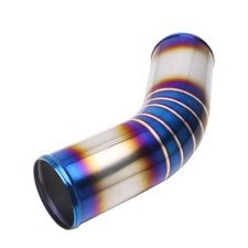 3 Od 45 Degree Bend Elbow Aluminum Intercooler Air Intake Hose Blue 11.8 Lon
