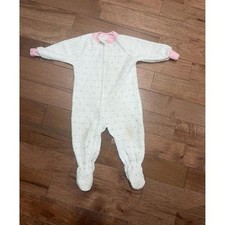 Vintage Girls White  Pink Sleeper Carter's 6-12 Month