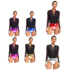 Women Jumpsuit Turnbody Bodysuit Figure Skating Dancewear Sportbody Color Block