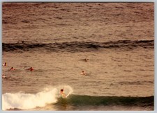Vtg Color Snapshot Surfer Catching Wave Ocean Scene 1990s