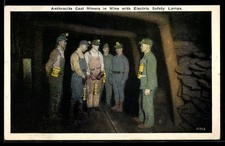 AK Anthracite Coal Miners in Mine with Electric Safety Lamps, Bergbau 1930