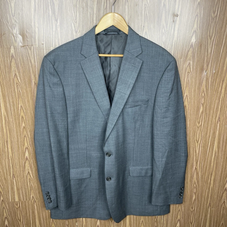 Chaqueta Blazer Lauren Ralph Lauren Para Hombre 46L Gris Sólido 100% Lana Dos Botones Foto 2 de 4