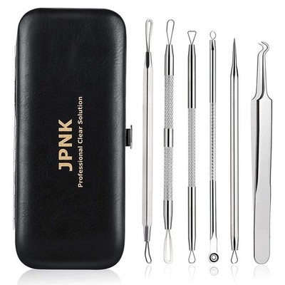 JPNK Blackhead Remover Comedone Extractor Acne 6 Count (Pack of 1), Silver