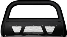 Matte Black Studded Mesh Bull Bar Brush Push Front Bumper Grill Grille Guard Wit