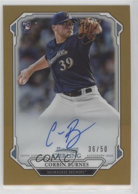 2019 Bowman Sterling Rookie Gold Refractor 36/50 Corbin Burnes Auto RC 2ct