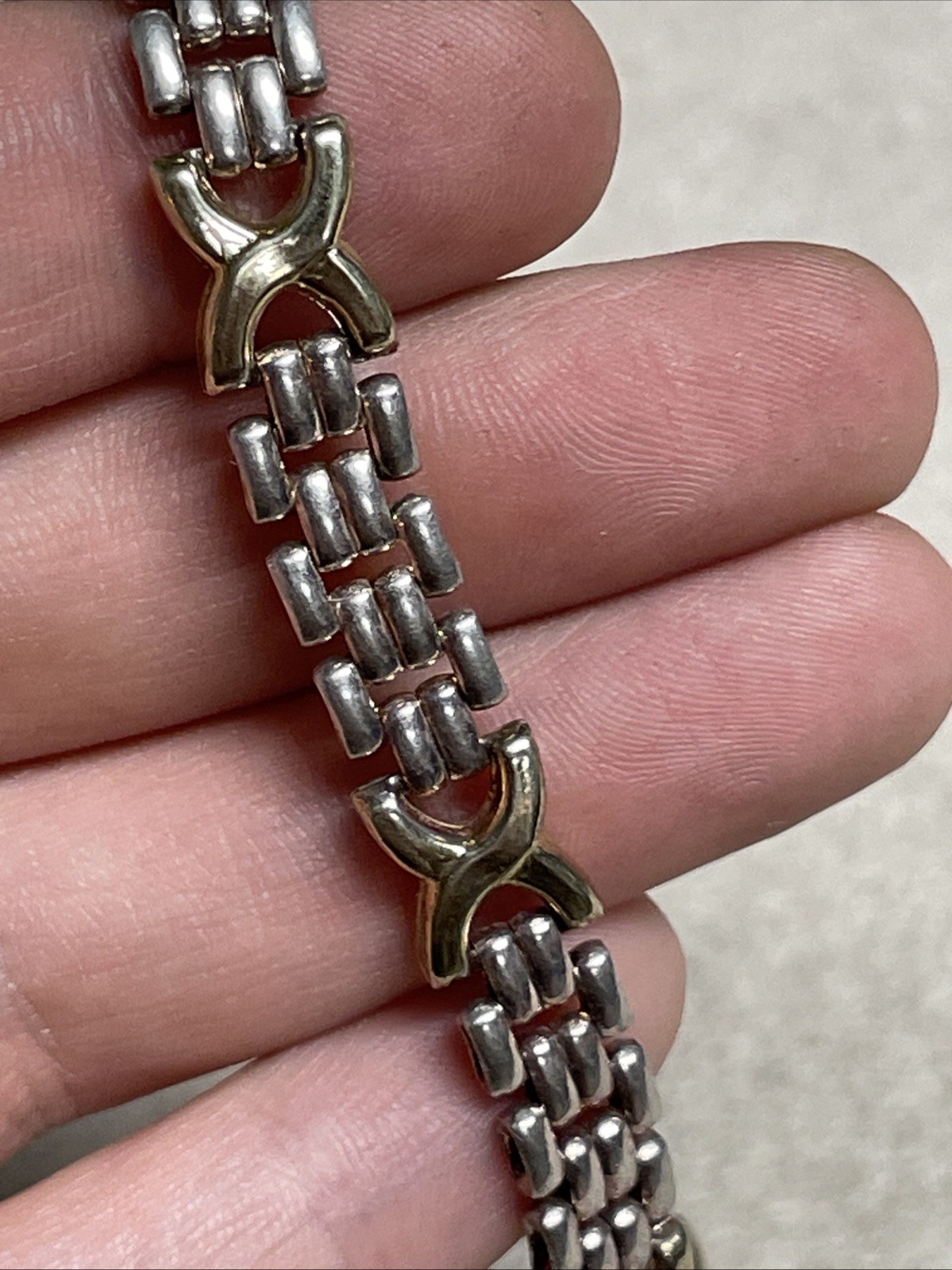 Sterling Silver X Link Pattern Necklace 925 - image 5