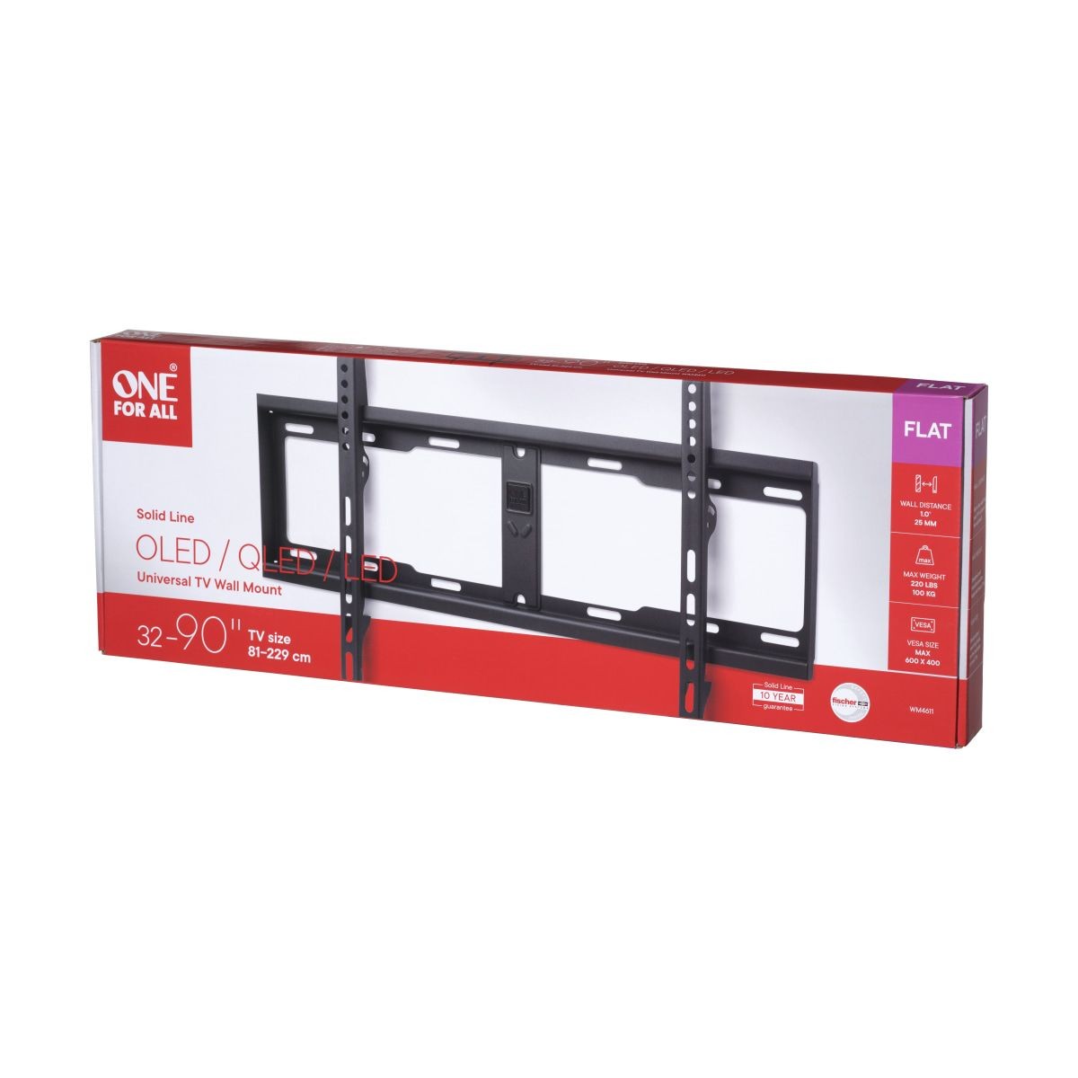Support mural TV Solid ultra robuste VESA 600 compatible 32-90 pouces