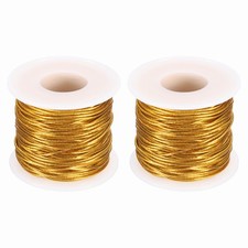 2 Roll 1mm Metallic Elastic Cords,Gold Tone, 27 Yards Each