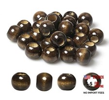 Brown Wood Beads Large Hole Wooden Beads for Macrame Crafts, 20mm Dark Brown