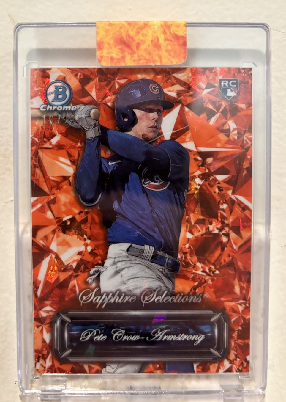 Pete Crow-Armstrong 2024 Bowman Sapphire Selections Orange 16/25 Rookie RC