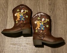Disney Pixar Toy Story 4 Toddler Cowboy Boots Size 6 Brown Zip-Up Woody Bullseye
