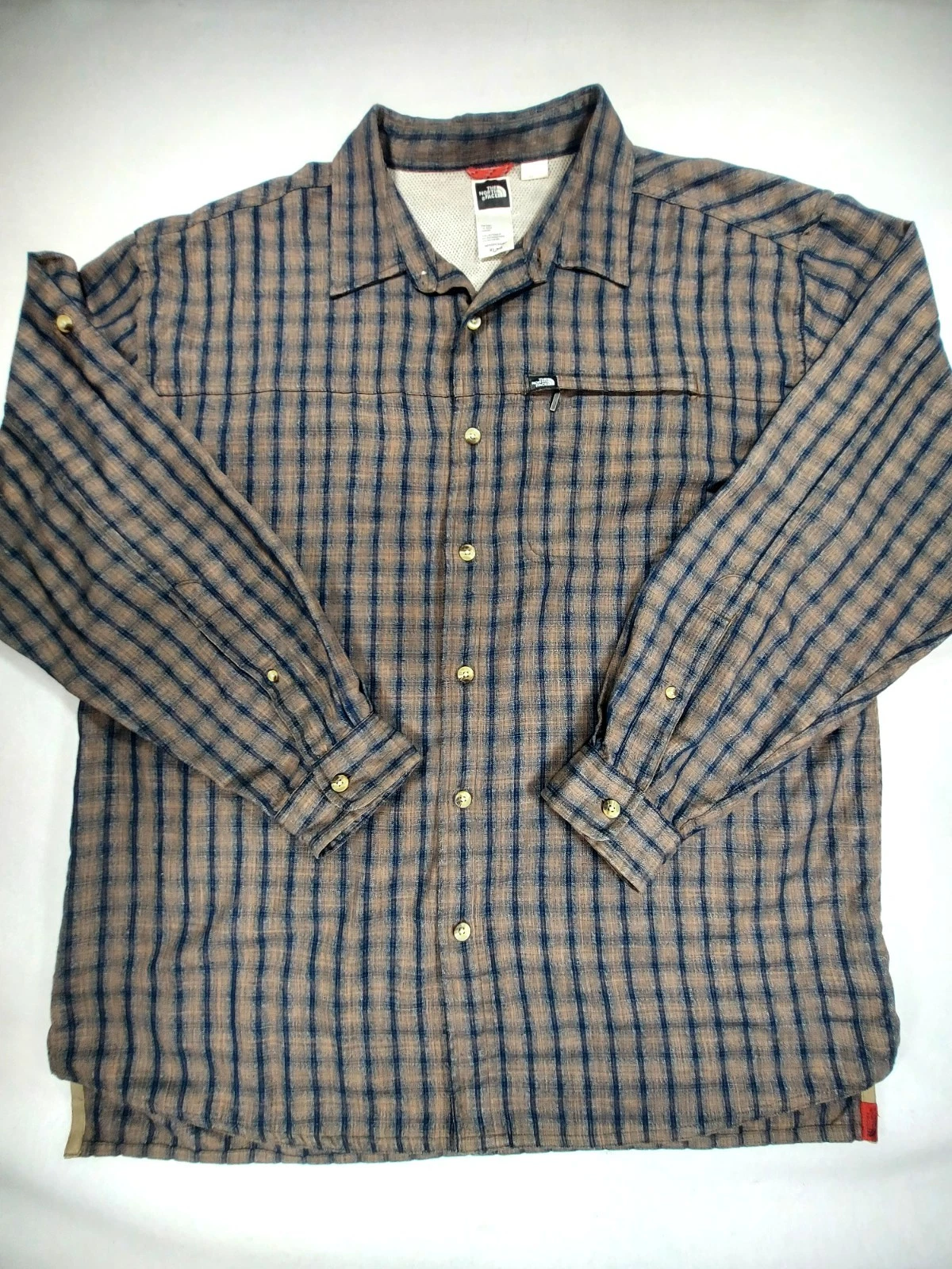 The North Face Plaid Long Sleeve Button Down Hiking Shirt Brown Men’s Sz XL
