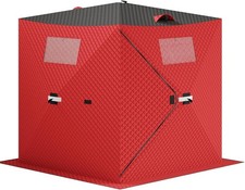 Pop-Up Ice Fishing Tent–Portable Hub Shelter,Zippered Door, Wind Ropes & Anchors