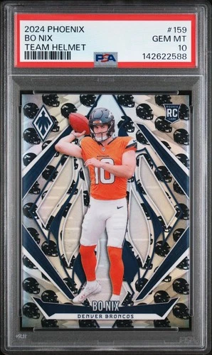 2024 Panini Phoenix Rookie Bo Nix Team Helmet RC PSA 10