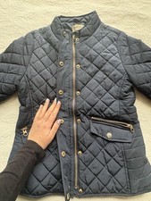 ZARA Girls Quilted Jacket Navy Full Zip Pockets Size 9/10 140cm