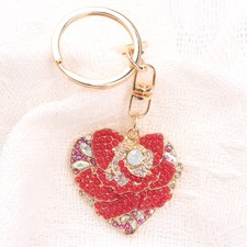 Red Heart Rose Keychain: Romantic Decor Accessory, Sweet Gift