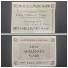 5 milionów marek --- "Landesbank der Rheinprovince" w DÜSSELDORF --- H9