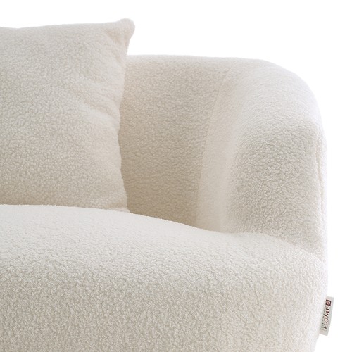 White Teddy Fabric 2-Seater Sofa Modern Compact Sofa Apartment Size Couch - Picture 9 of 17