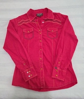 Cowgirl Up Women s Western Snap Shirt Medium Pink Embroidered Rodeo Cowgirl