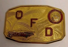VTG Metal Hook Fast Volunteer Fire Department "OFD" Truck Driver Belt Buckle