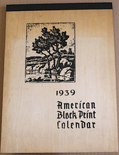 1939 Modernist Period American Block Print WPA Calendar Wood Covers