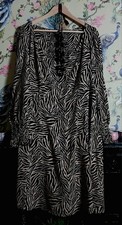 Vintage style salmon & black animal print midi dress size 18 Next