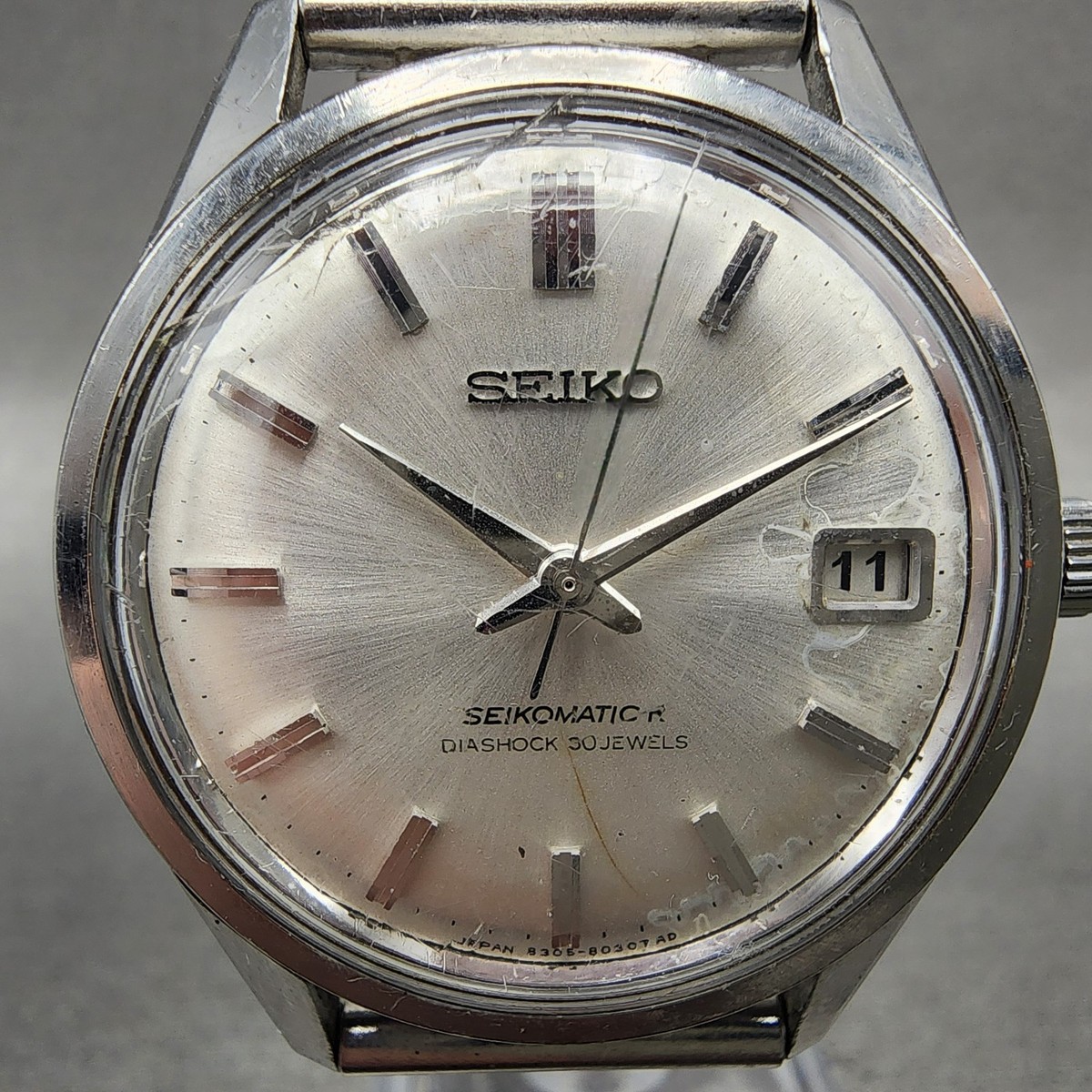 Seiko Seikomatic-R Watch Men 35mm Silver Dial Silver Tone Date
