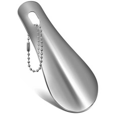 10cm Metal Shoehorn Keychain Durable Stainless Steel Portable Shoe Horn Silver