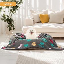 Luciphia 1 Pack 3 Blankets Fluffy Premium Fleece Pet Blanket Flannel Paw Printed
