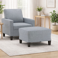 Moderner Fußhocker Hellgrau Stoff Polsterhocker Sitzhocker Wohnzimmer 60x50cm