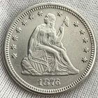 1876-P Seated Liberty Quarter Dollar 90% Silver 25c Philadelphia US Coin