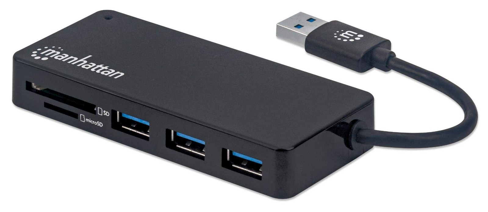 Manhattan USB-A 3-Port Hub with Card Reader, 3x USB-A ports, 5 Gbps (USB 3.2 Gen