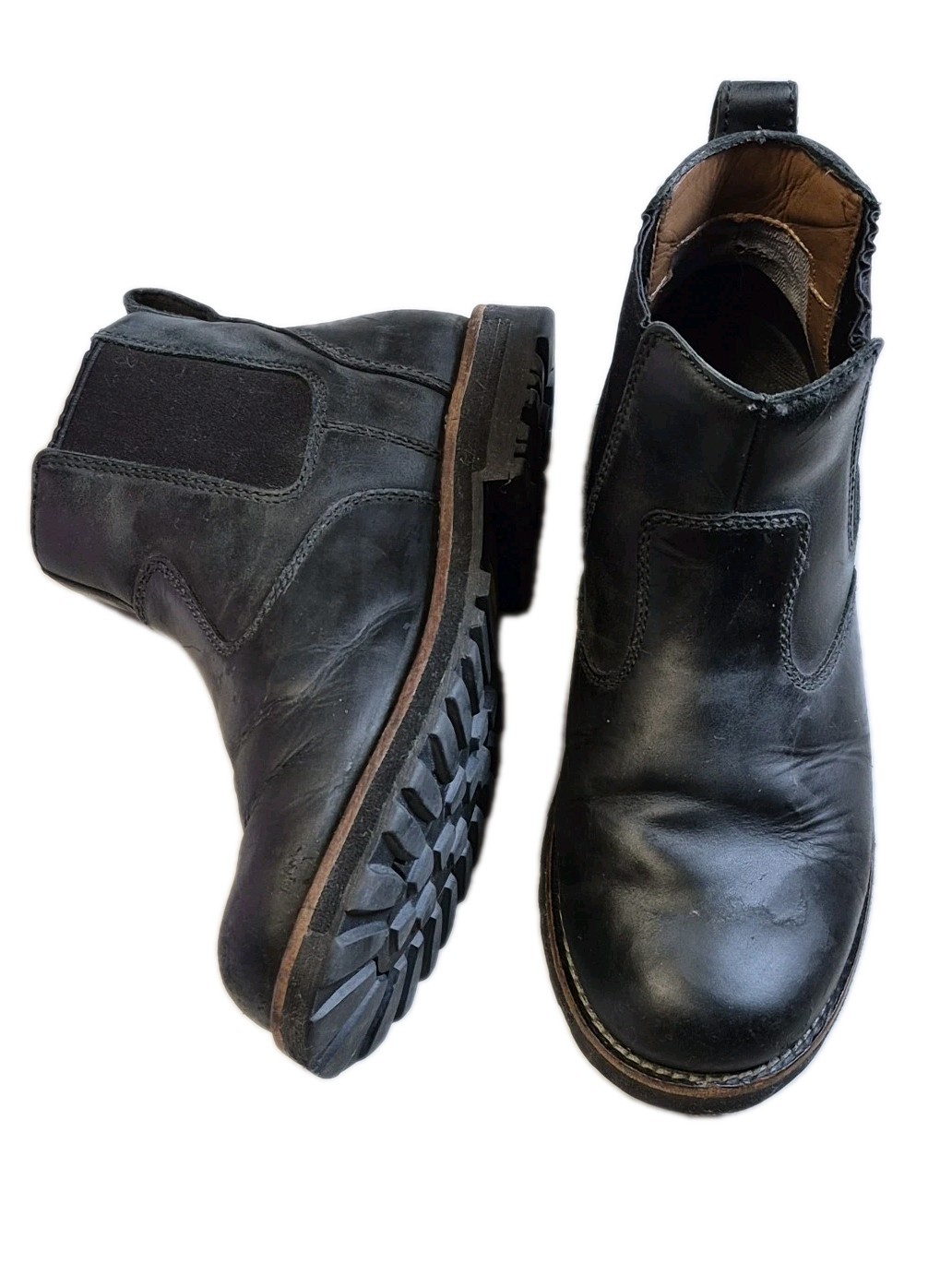 Stivali da lavoro Keen uomo 7 5 pelle nera pull on Chelsea indossati in grunge thrashed