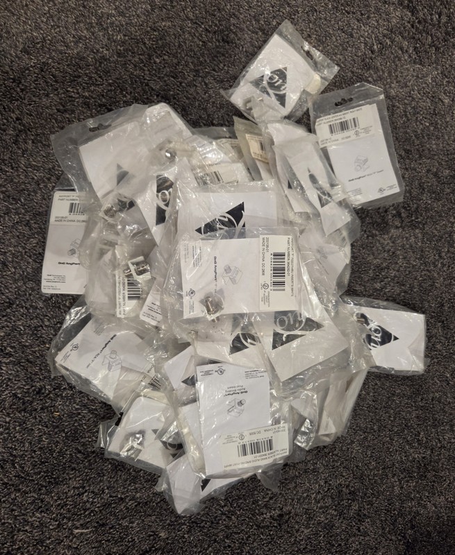 F-Type On-Q Jack Insert Coax Cable Coupler for Wall Plates - Lot Of 67 - New