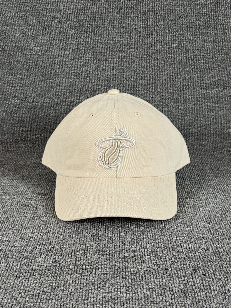 Mitchell & Ness Miami Heat Strapback Cap Cream Curved Brim Hat