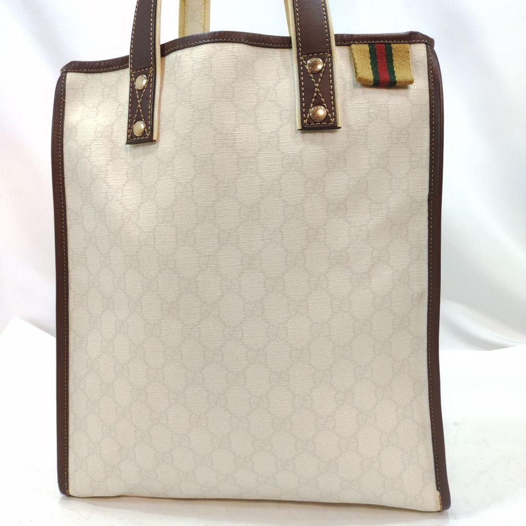 Gucci GG Pattern White Leather PVC Tote A4 Compatible Shoulder Bag