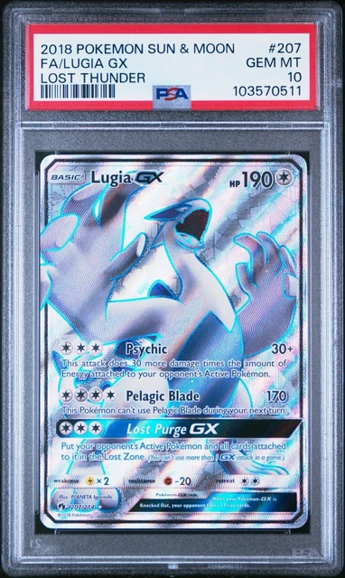 2018 POKEMON SUN & MOON LOST THUNDER #207 FULL ART/LUGIA GX PSA 10