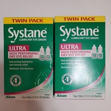 Systane Ultra Lubricant Eye Drops 2x 10mL 1/3 oz x2 Exp 2027