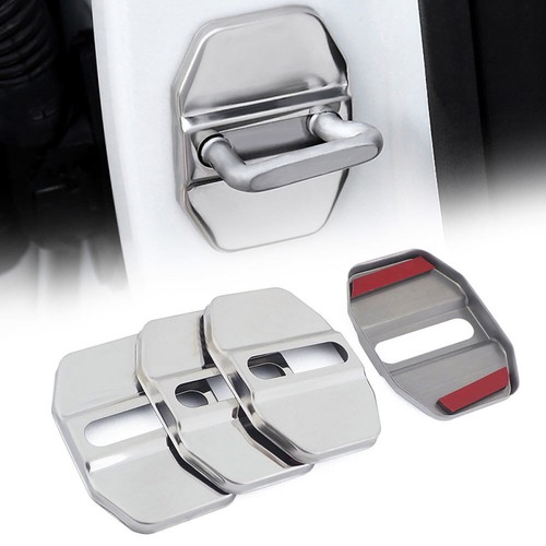 4Pcs Stainless Steel Car Door Lock Buckle Protector Cover Trim Car
