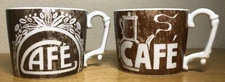 Set of 2 Brown Cafe Coffee Mugs - Rosanna Collectible - Cafe Au Lait - French