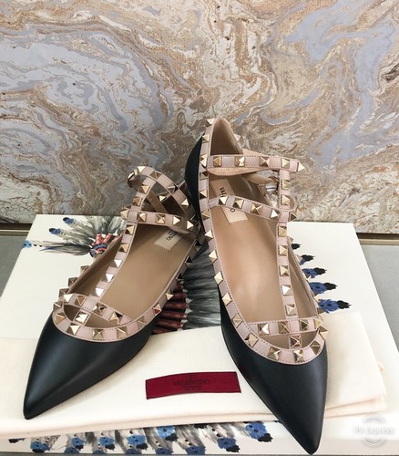 valentino black studded flats