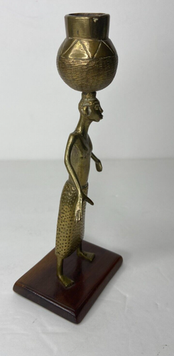 Antigua estatuilla femenina africana de bronce - Imagen 4 de 16