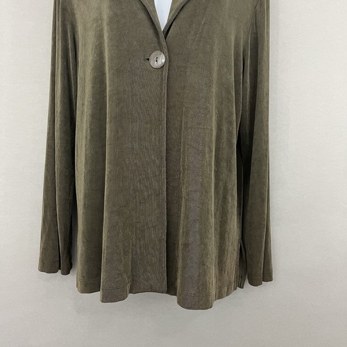 Chicos Travelers Jacke Damen Größe 2/Large olivgrün flüssiger Strick Langarm - Bild 4 von 13