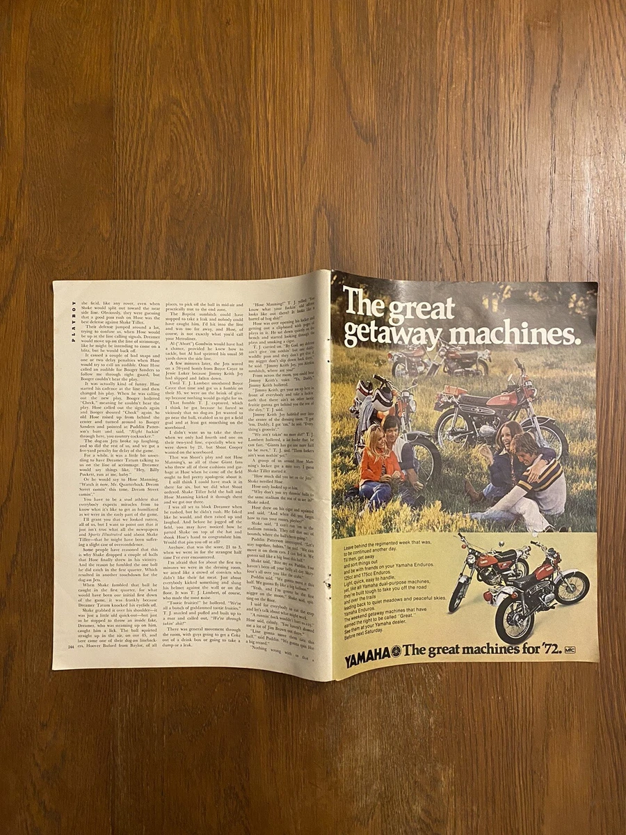 1972 YAMAHA 125 175 Enduro Motorcycle photo Great Getaway Bikes vintage print ad