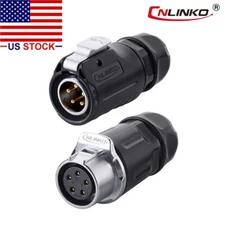 5 Pin Power Connector Cable to Cable, Male Plug w/ Female Plug Waterproof IP67