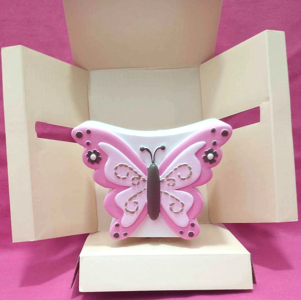 Kidsline Decoración Shoppe Mariposa Noche Rosa Claro Blanco Marrón Resina Nuevo En Caja Foto 3 de 4