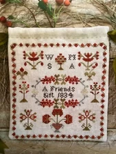 CHART PATTERN Antique Repo Friends Gift  Cross Stitch Sampler NEW Pineberry Lane