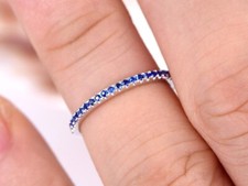 0.25 Ct Round Cut Real Sapphire  Diamond Engagement Ring 14K Solid White Gold